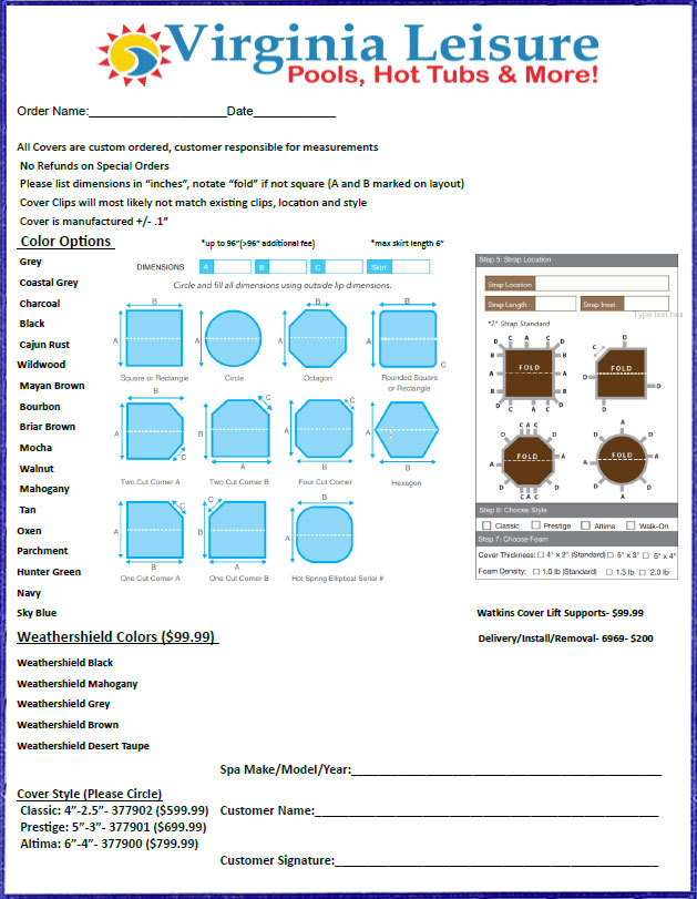 Spa Cover Order Form